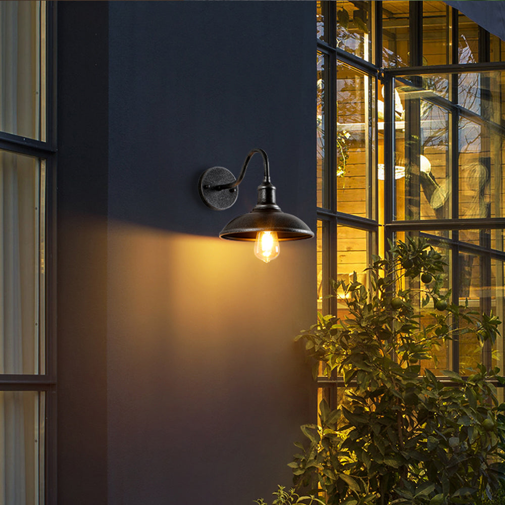 Alessio Antique Brass Outdoor Wall Lamp – Rustic Bowl LED Fixture
