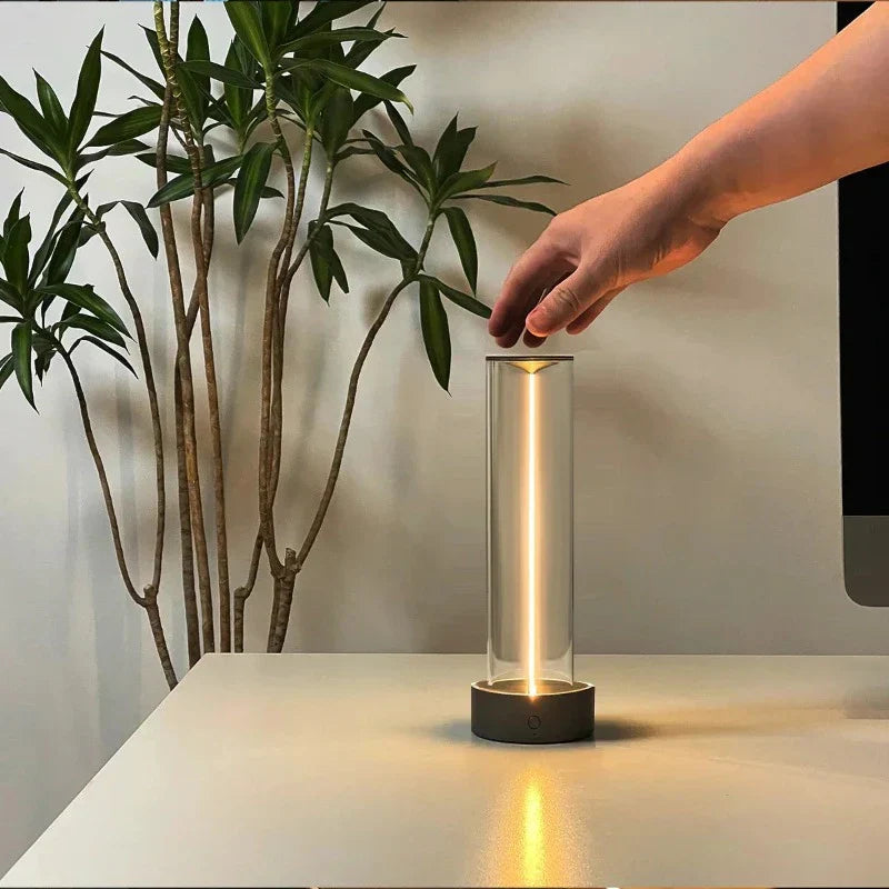 Nova Dimmable Touch Table Lamp – Modern Silver Metal & Glass LED