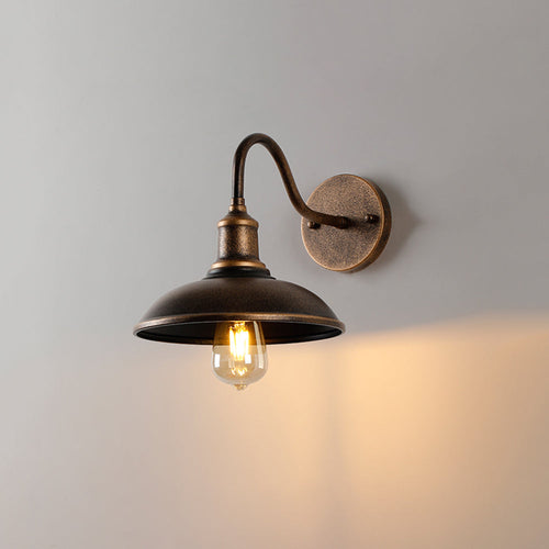 Alessio Antique Brass Outdoor Wall Lamp – Rustic Bowl LED Fixture