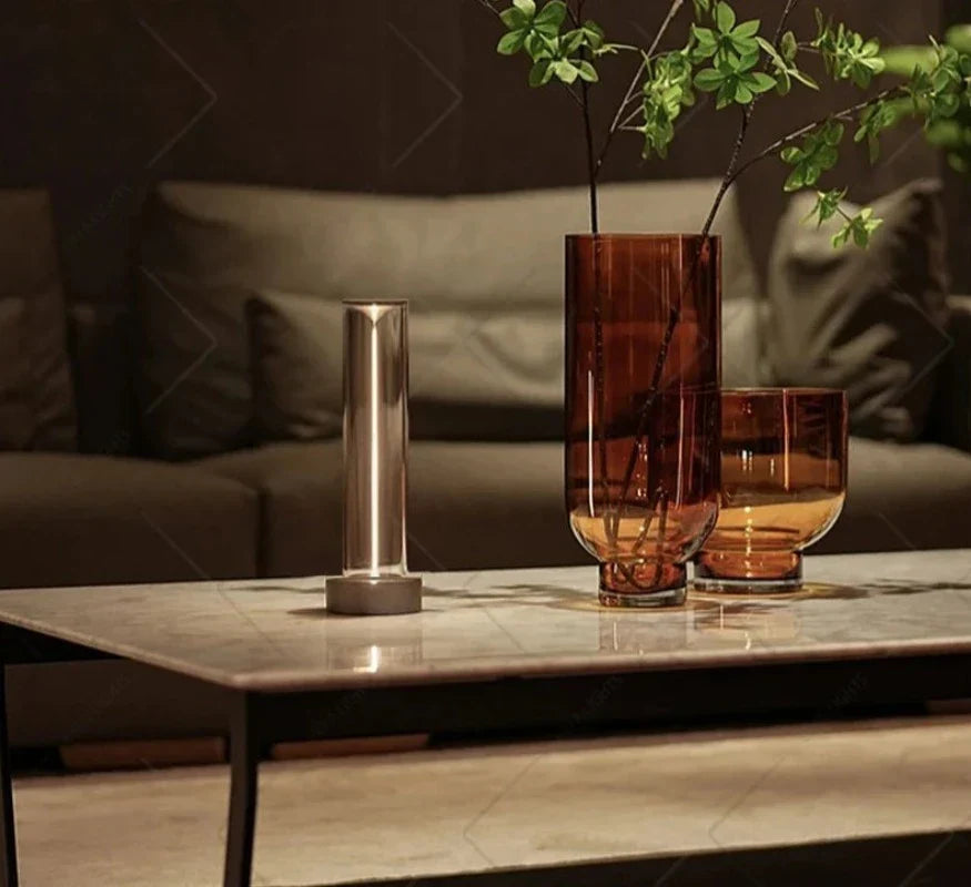 Nova Dimmable Touch Table Lamp – Modern Silver Metal & Glass LED